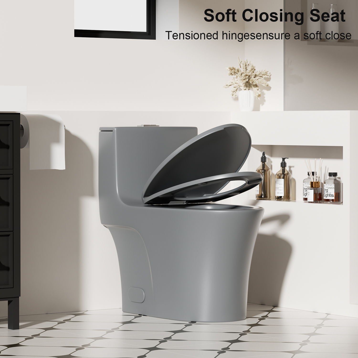 1 Piece Toilet With Dual Flush And Soft Closing Seat by HouseOfZazla