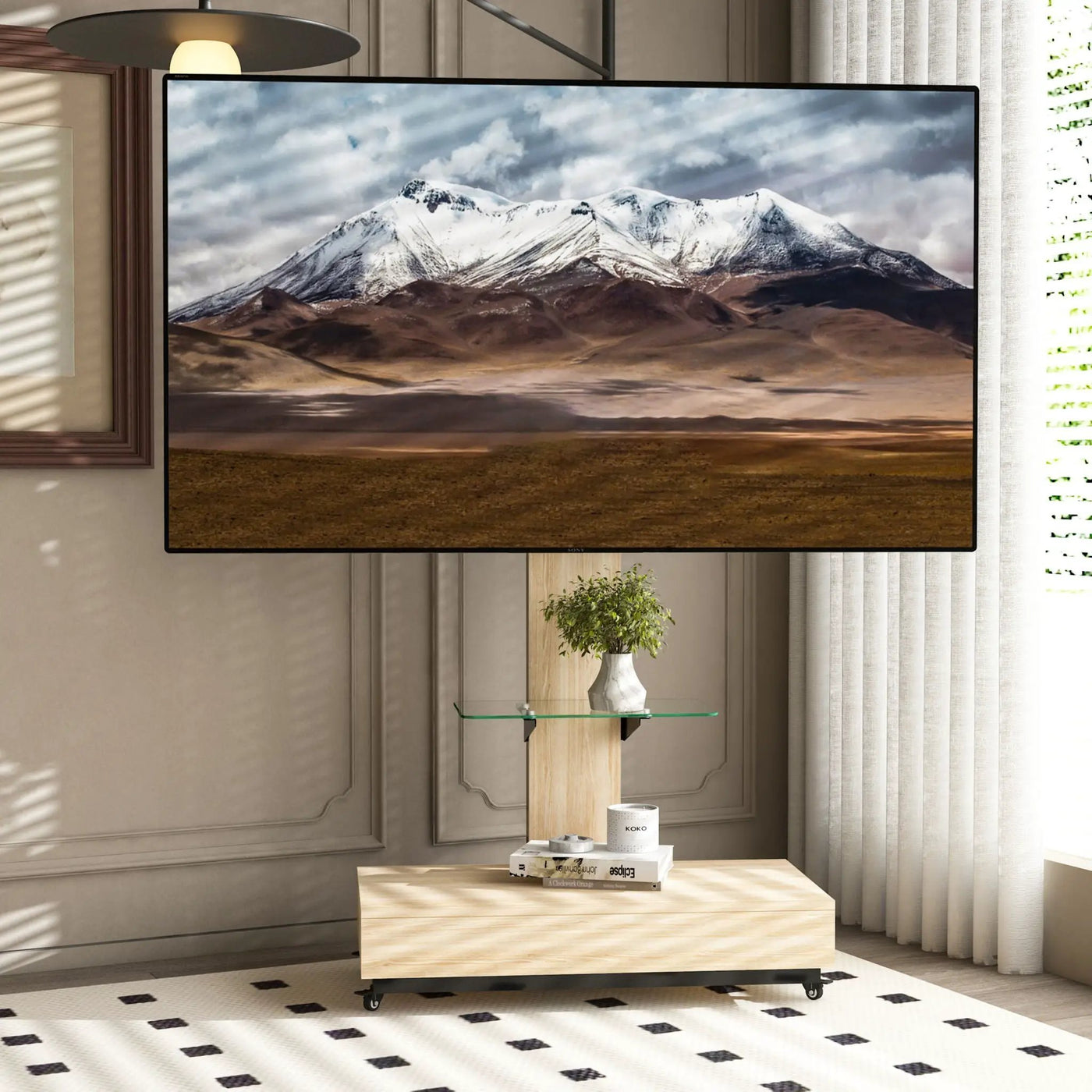 Adjustable Height Mobile TV Cart by HouseOfZazla