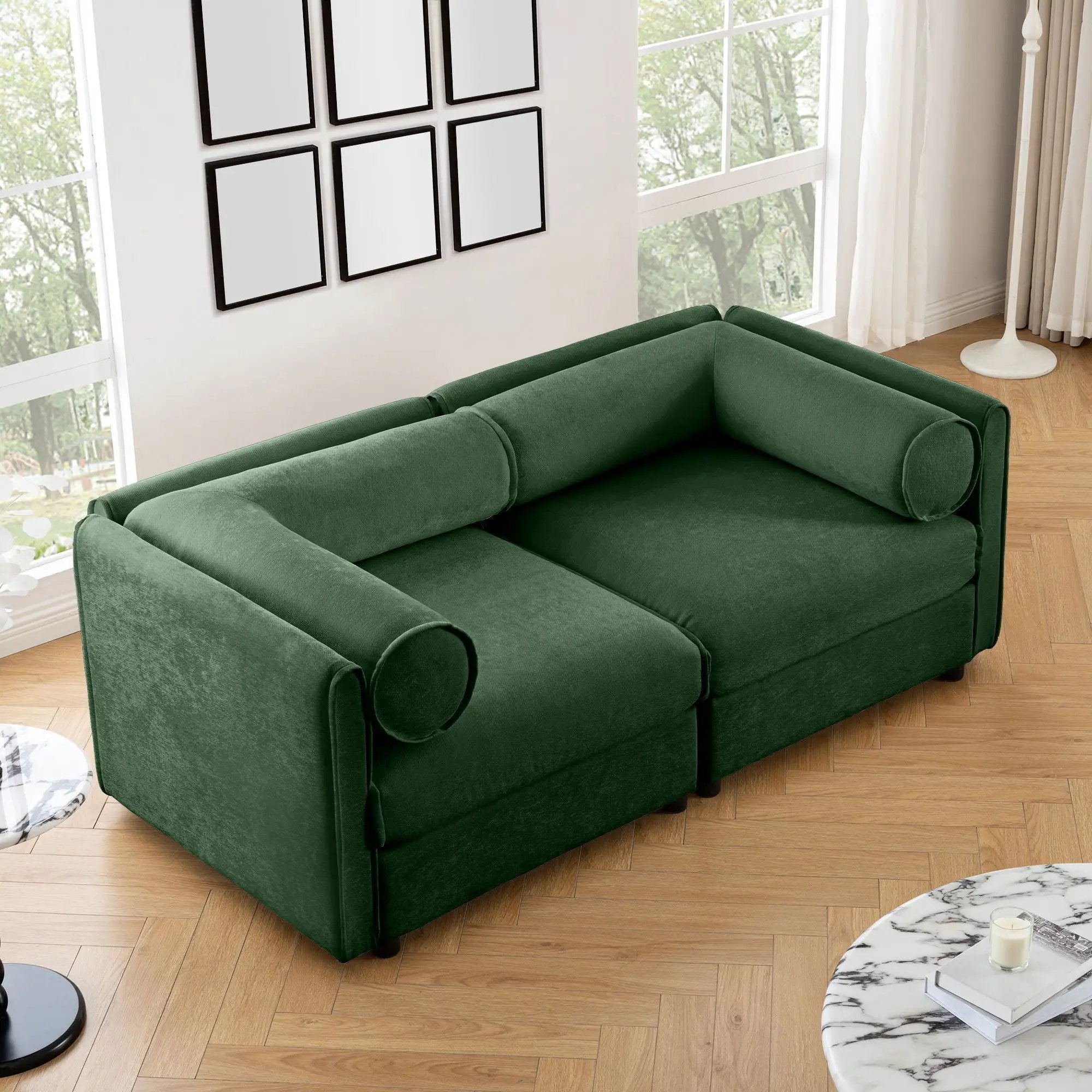 Stylish Sofa With Storage Seat And Cylindrical Backrest by Unique Piece Furniture