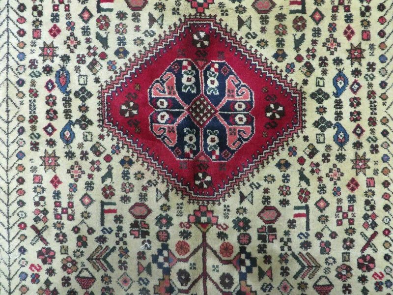 7' X 10' Vintage Handmade Indian Floral Wool Rug Hand Knotted Carpet Ivory Red by Jewel Rugs