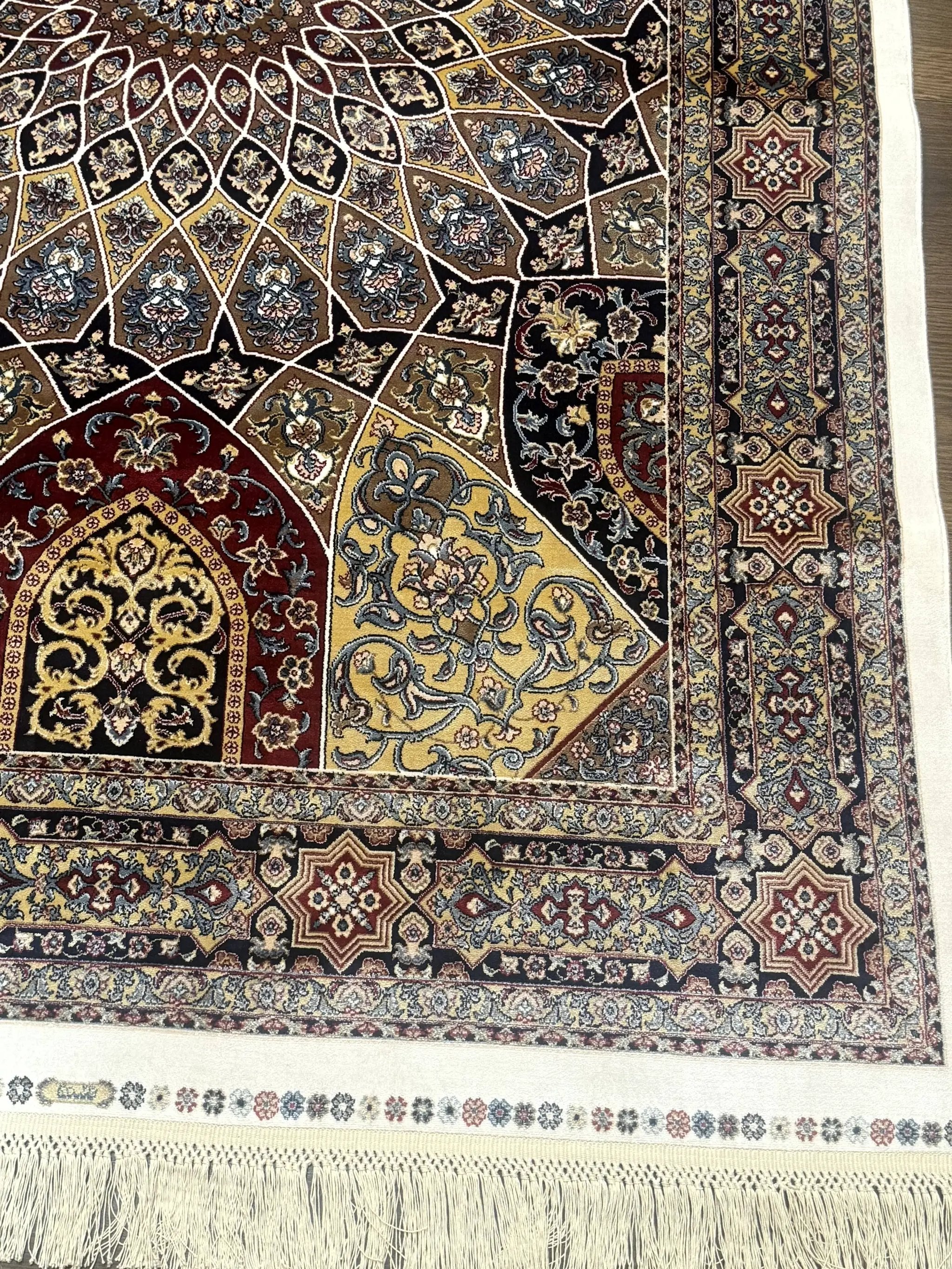 Turkish Silk Rug 4x6, Dome Design, Memluk Carpet, Bamboo Silk, New by Jewel Rugs