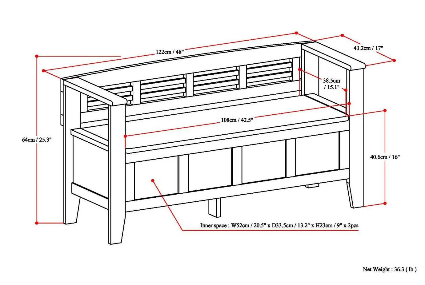Adams - Entryway Storage Bench Handcrafted by HouseOfZazla