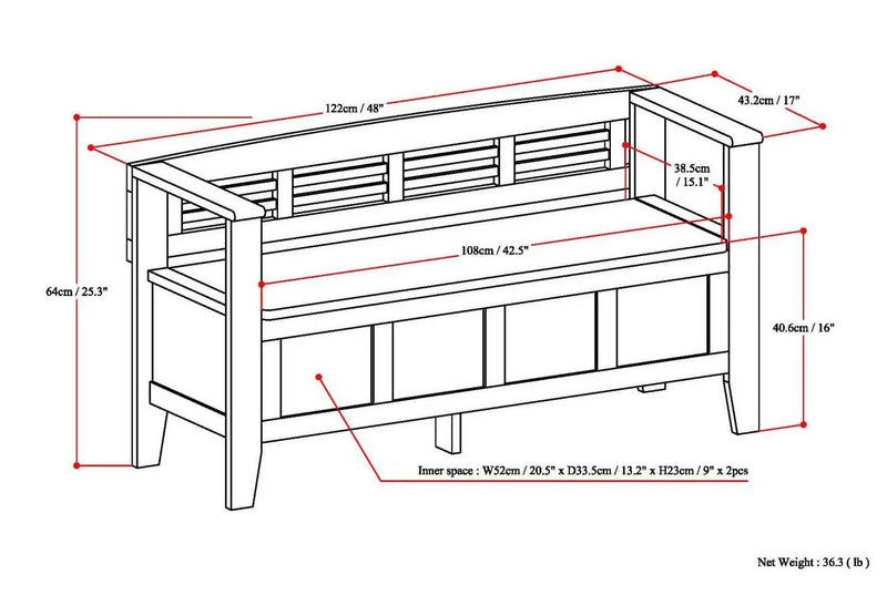 Adams - Entryway Storage Bench - Rustic Natural Aged Brown by Unique Piece Furniture