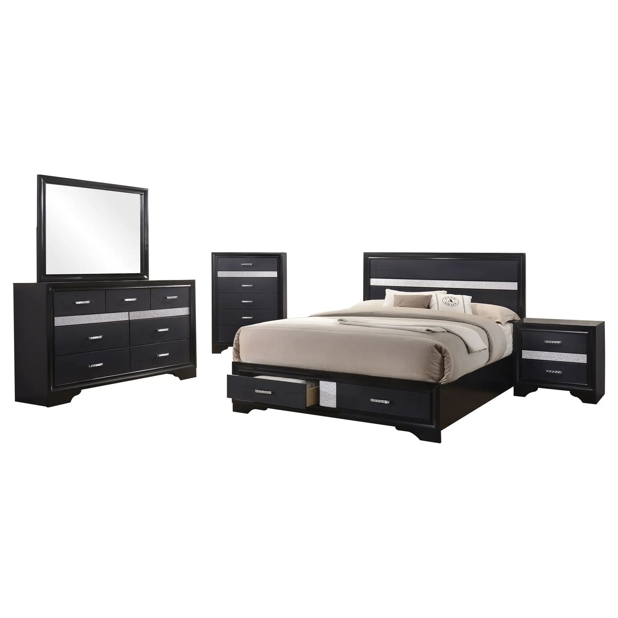 Miranda 5-piece California King Bedroom Set Black by Unique Piece Furniture