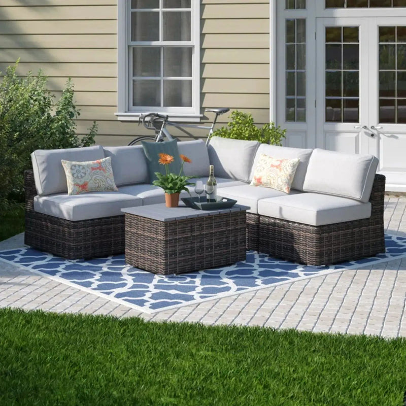 Wicker Sectional Sofa With Cushions And Table by Unique Piece Furniture