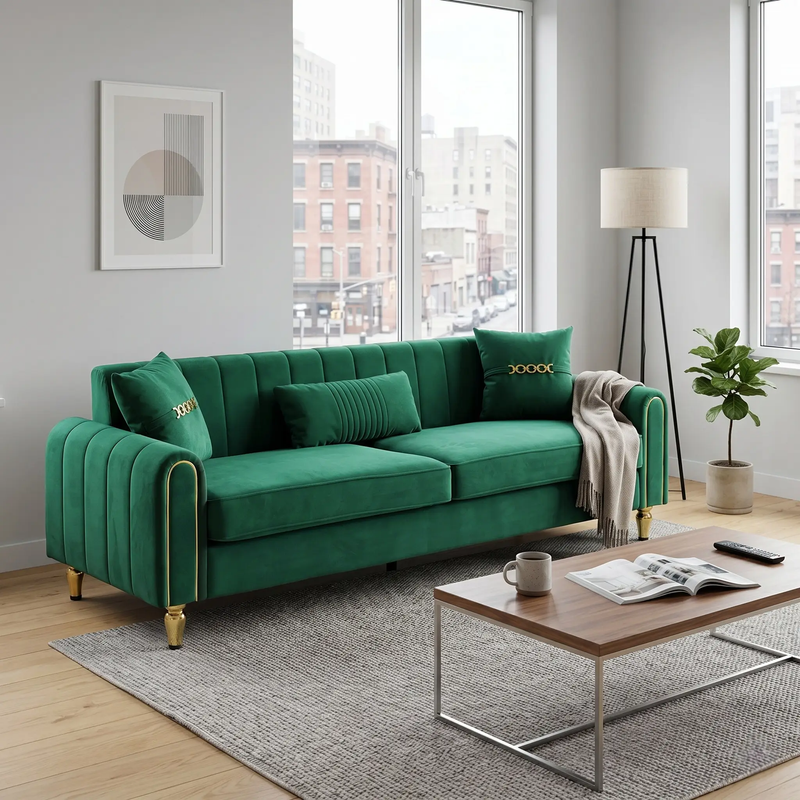 Contemporary Upholstered Sofa Couch - 87.4 Inches by HouseOfZazla