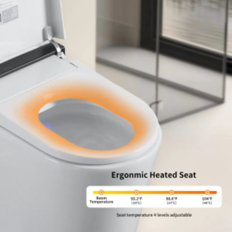 Smart Toilet With Bidet Seat Built In, Auto Open / Close Seat, Foot Sensor, LED Display - White by HouseOfZazla