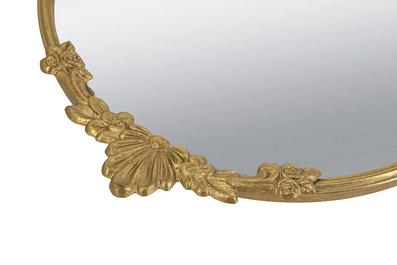 19x16x1" Round Mirror Tray with Gold Leaf Detailing by HouseOfZazla