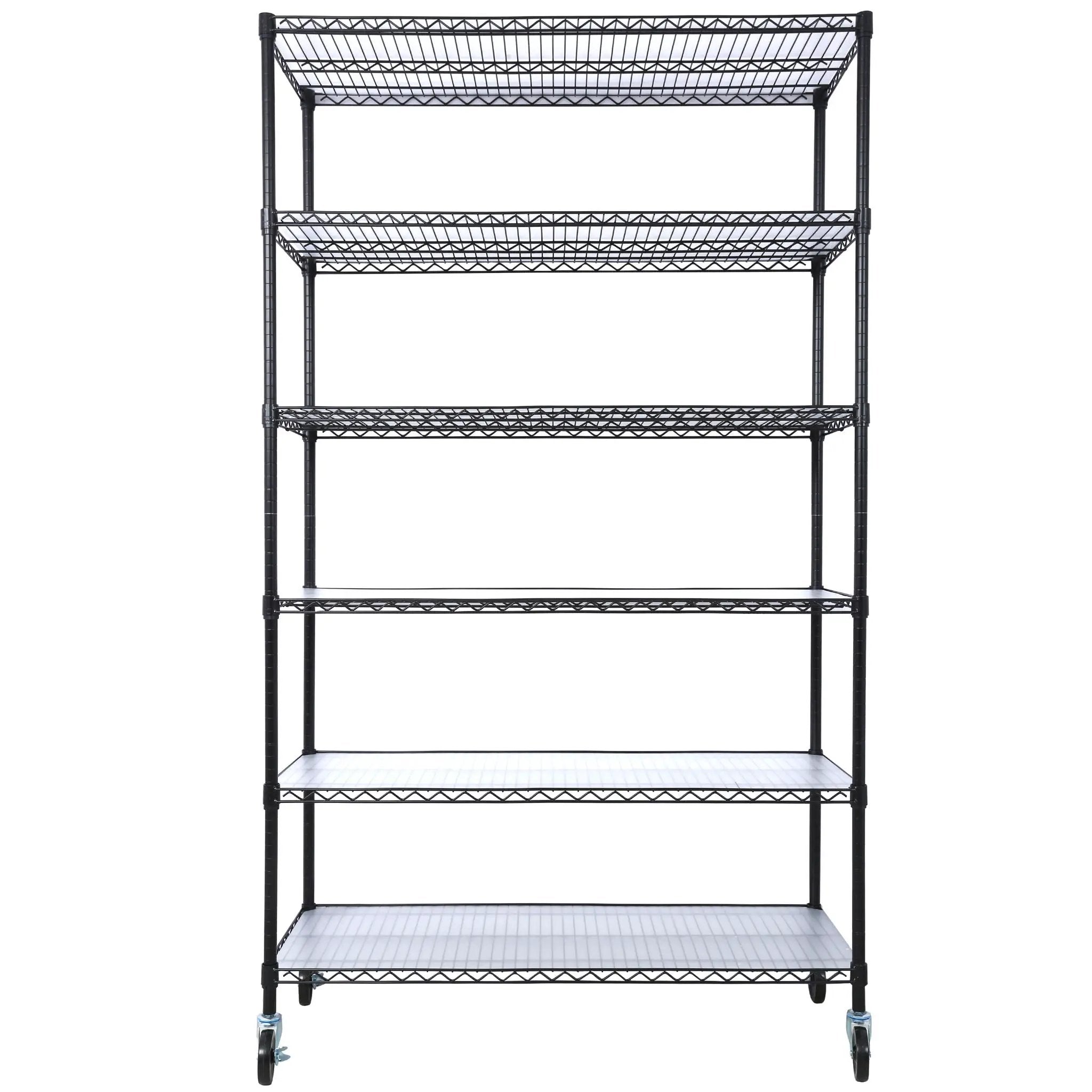 6 Tier 6000Lbs Capacity Nsf Metal Shelf Wire Shelving Unit, Heavy Duty Adjustable Storage Rack With Wheels & Shelf Liners For Commercial Grade Utility Steel Storage Rack by Unique Piece Furniture