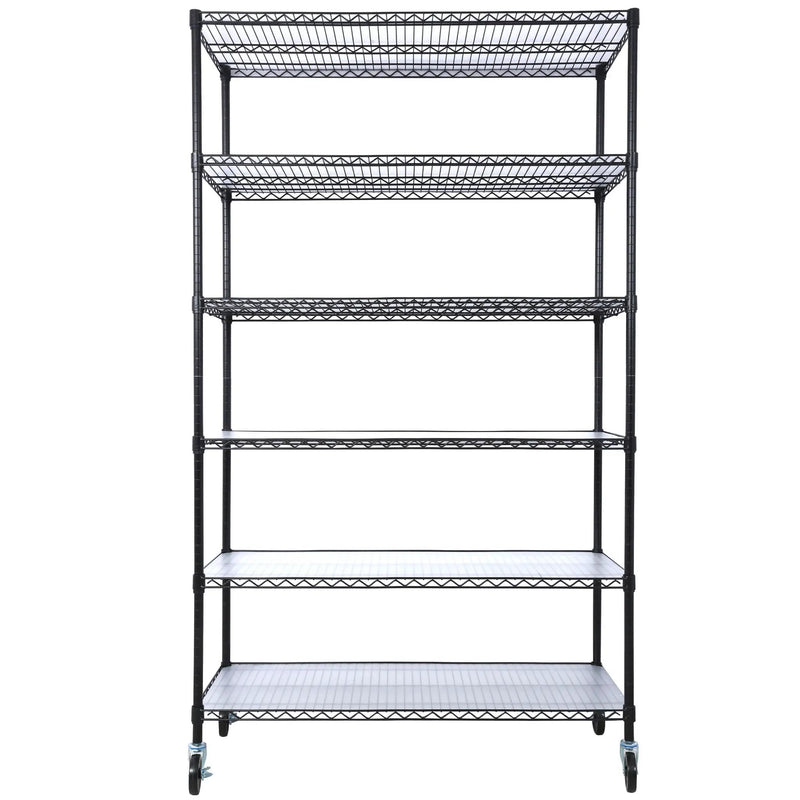 6 Tier 6000Lbs Capacity Nsf Metal Shelf Wire Shelving Unit, Heavy Duty Adjustable Storage Rack With Wheels & Shelf Liners For Commercial Grade Utility Steel Storage Rack by HouseOfZazla