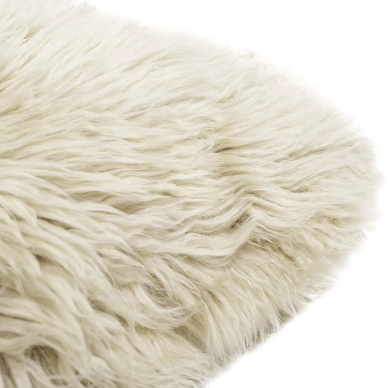 Astrid - Square New Zealand Sheepskin Accent Throw Pillow Cover With Feather Insert - Taupe / Natural by HouseOfZazla