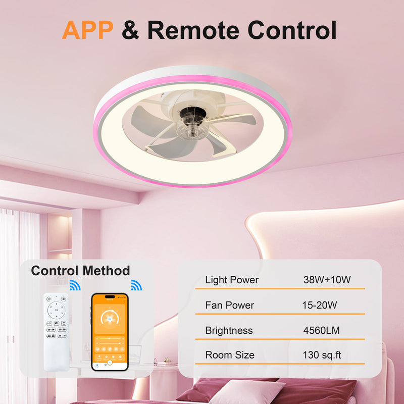 23.6" Modern RGB Ceiling Fan with Lights by HouseOfZazla