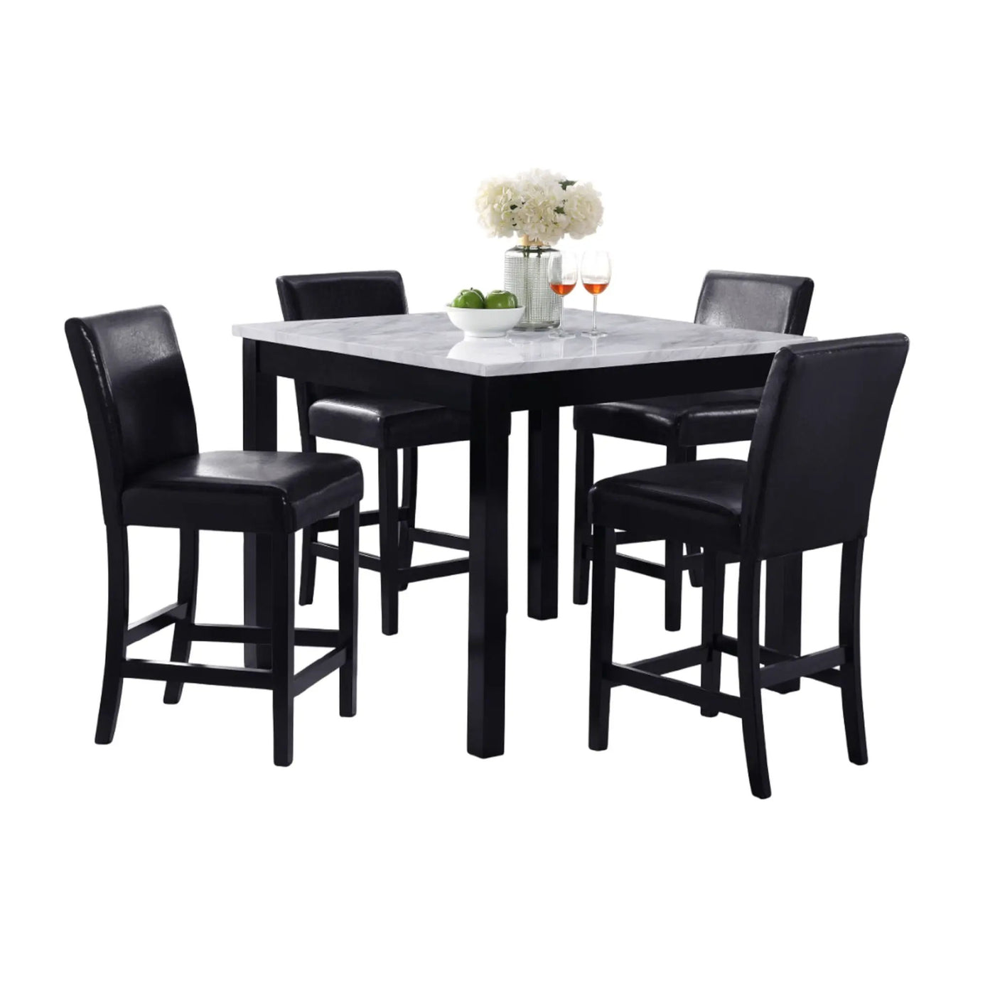 Modern 5 Piece Counter Height Dining Set With Tufted Nail Head Chairs by Unique Piece Furniture