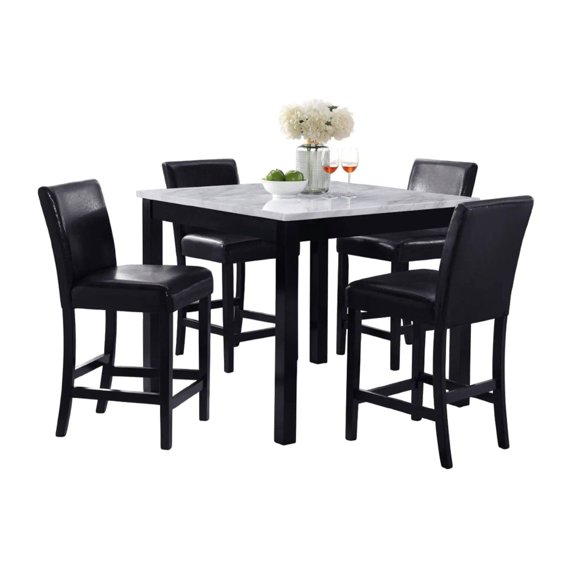 Modern 5 Piece Counter Height Dining Set With Tufted Nail Head Chairs by Unique Piece Furniture