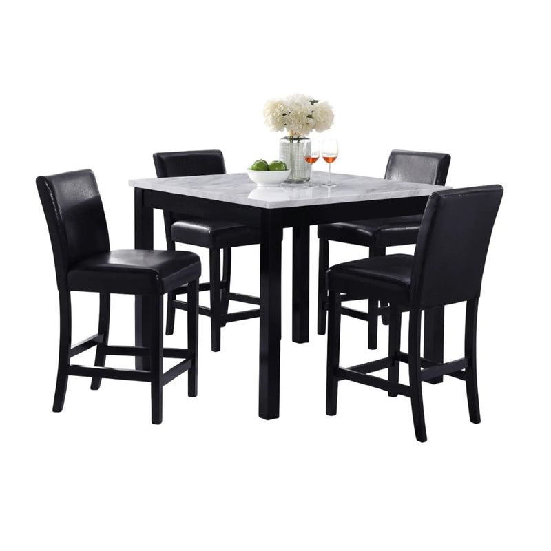 Modern 5 Piece Counter Height Dining Set With Tufted Nail Head Chairs by Unique Piece Furniture