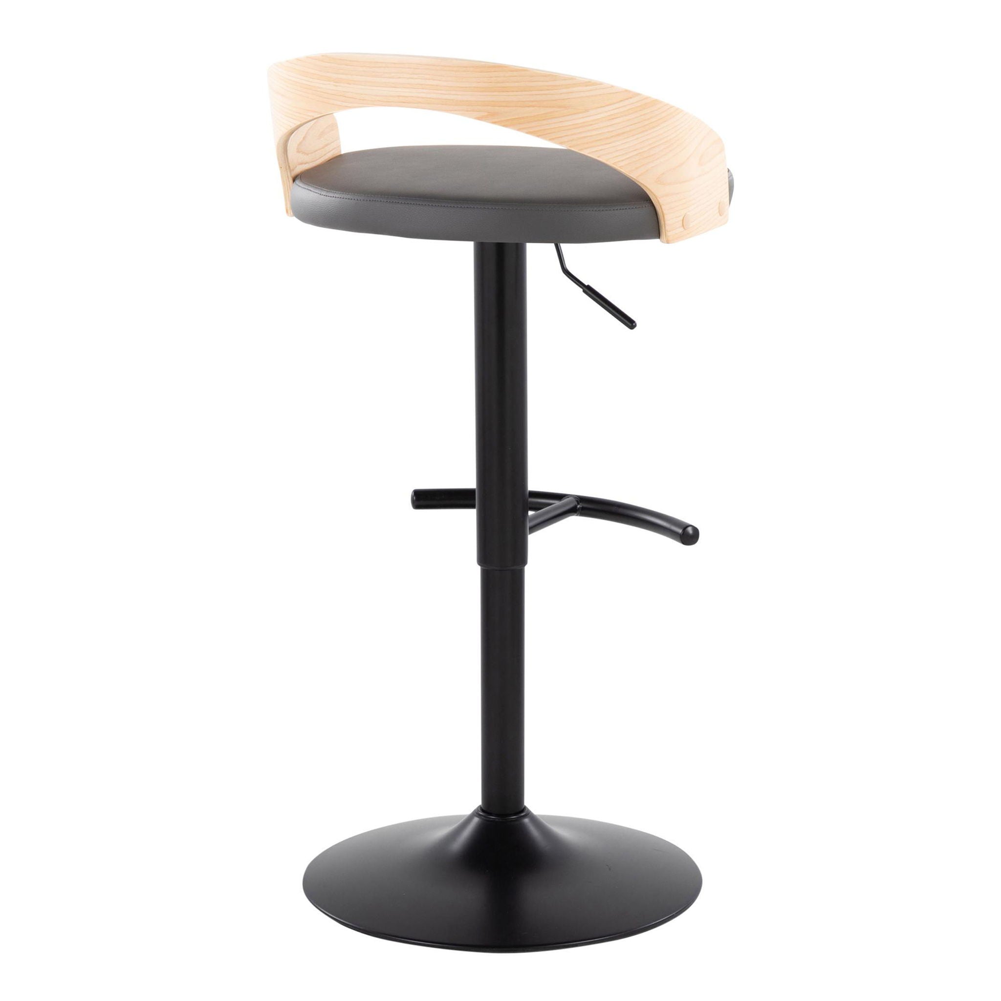 Grotto - Contemporary Adjustable Barstool With Swivel & Rounded T Footrest (Set of 2) by Unique Piece Furniture