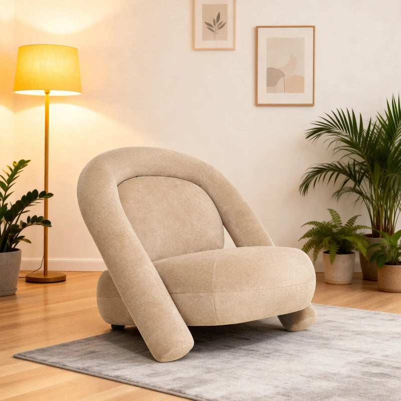 Stylish Dark Beige Velvet Lounge Chair by HouseOfZazla