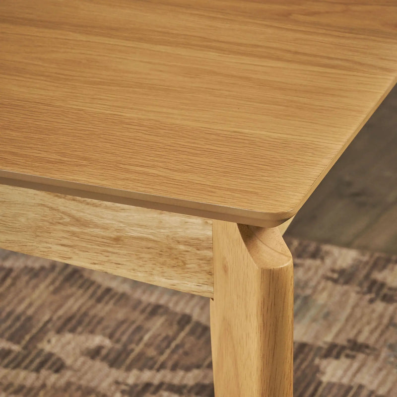 Mid Century Dining Table, Rubberwood With Walnut Veneer - Natural Oak by HouseOfZazla