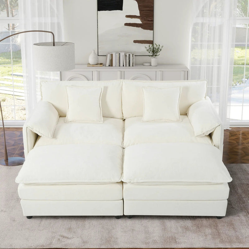 Modern Comfy Deep Seat Modular Sectional Sofa Cloud Couch With Ottoman by HouseOfZazla