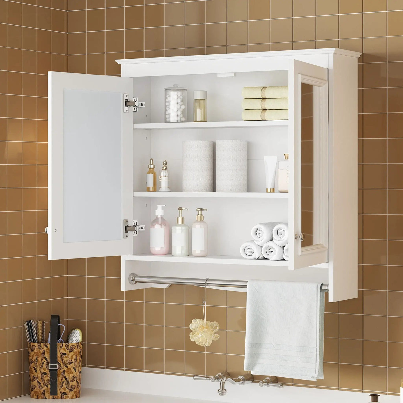 Modern Wall-Mounted Mirror Cabinet With Adjustable Shelves, Soft-Close Doors, High-Definition Mirror by Unique Piece Furniture