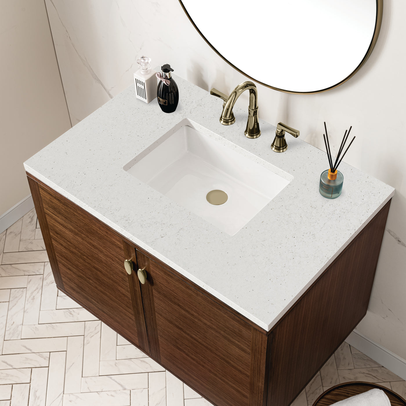 James Martin Amberly 36" Dual Mount Single Bathroom Vanity, Mid-Century Walnut, view 32