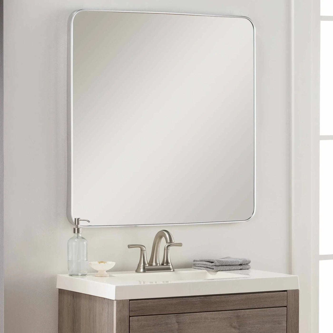 Ockenfels Modern Arched Silver Gray Wall Mirror by Boutique Rugs