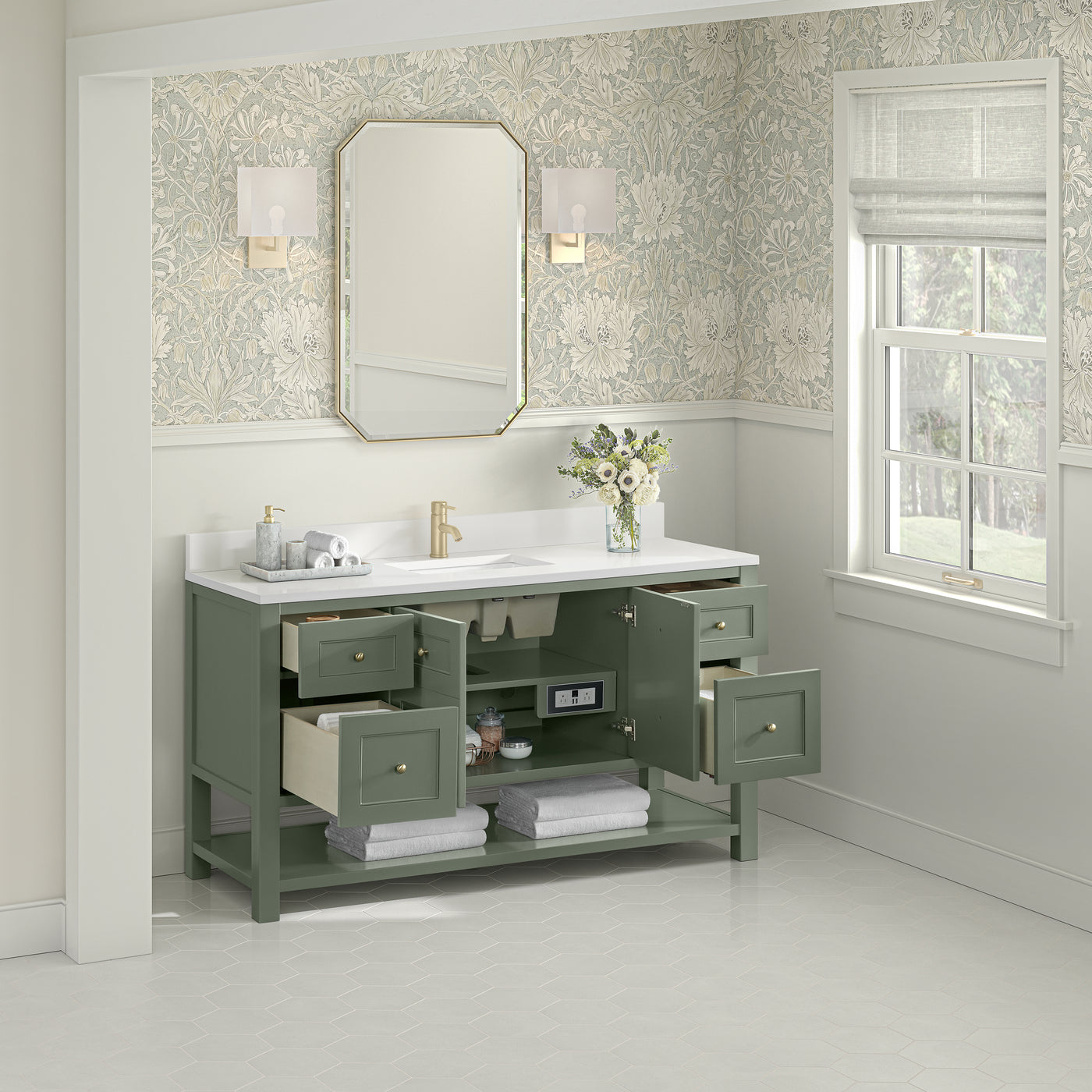 James Martin Breckenridge 60" Single Bathroom Vanity, Smokey Celadon, view 32