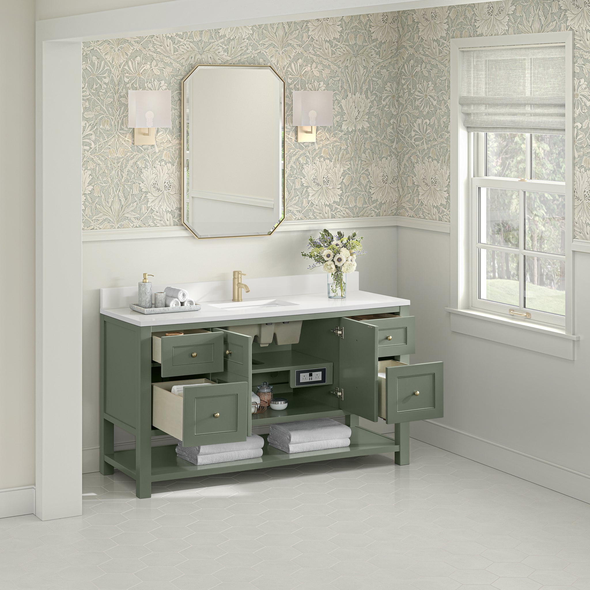 James Martin Breckenridge 60" Single Bathroom Vanity, Smokey Celadon, view 32