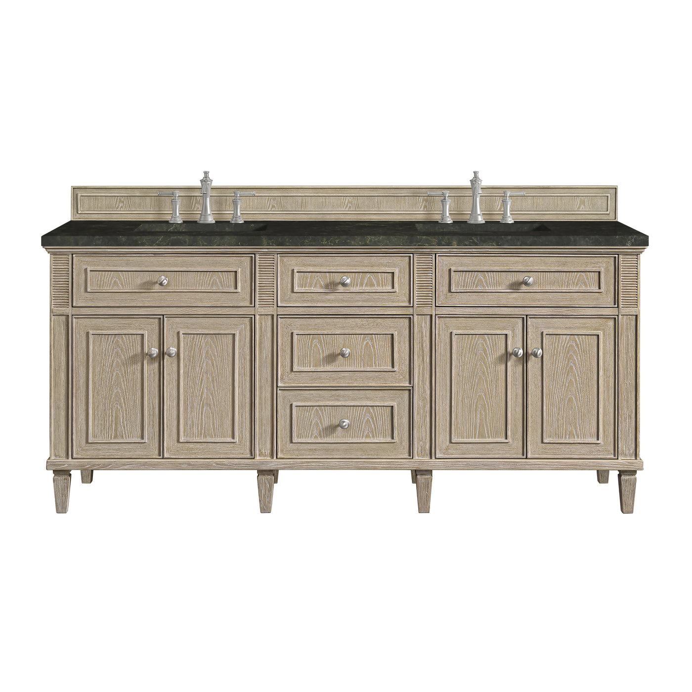 James Martin Lorelai 72" Double Bathroom Vanity, Whitewashed Oak with Phantome countertop