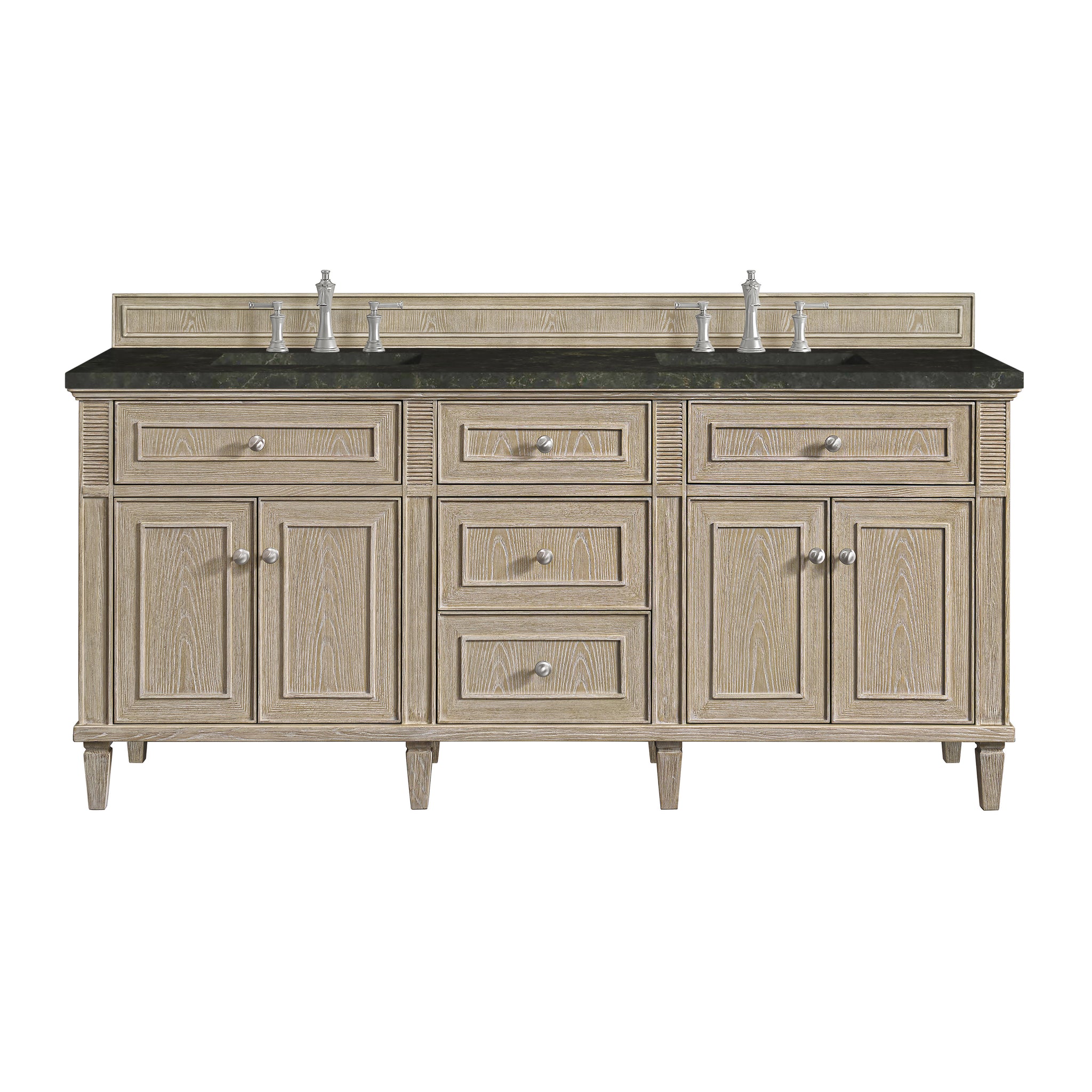 James Martin Lorelai 72" Double Bathroom Vanity, Whitewashed Oak with Phantome countertop