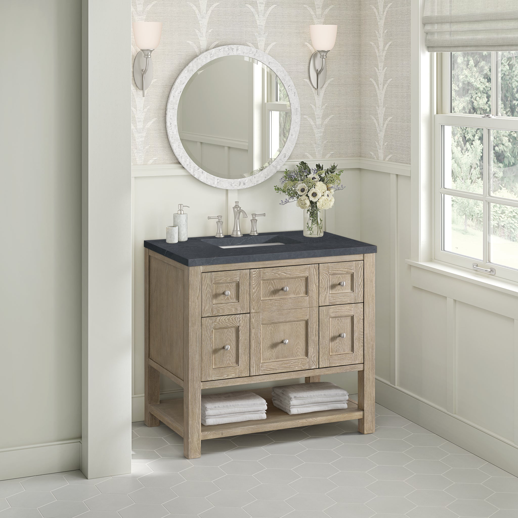 James Martin Breckenridge 36" Single Bathroom Vanity, Whitewashed Oak, view 37
