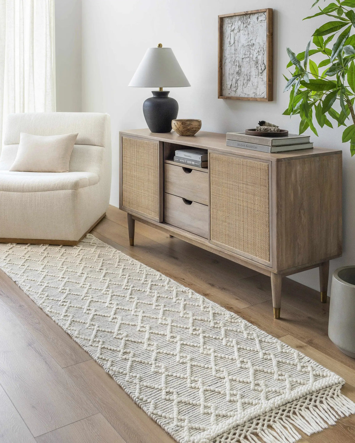Diata Wool Rug with Tassels - Clearance, installed in a room 3