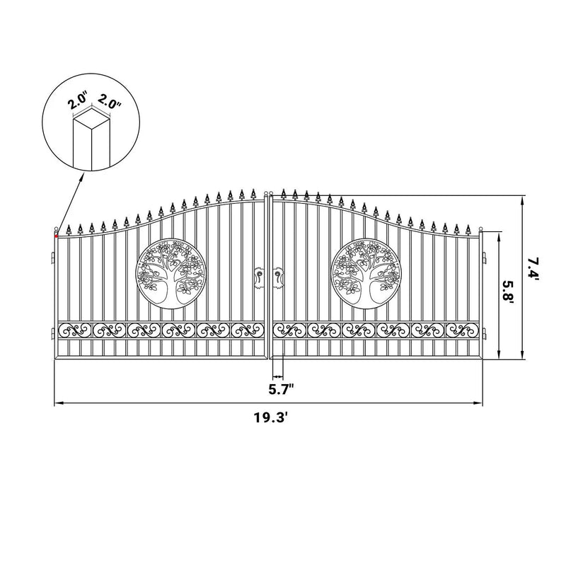 20x8 ft Steel Dual Swing Driveway Gate by Chery Industrial