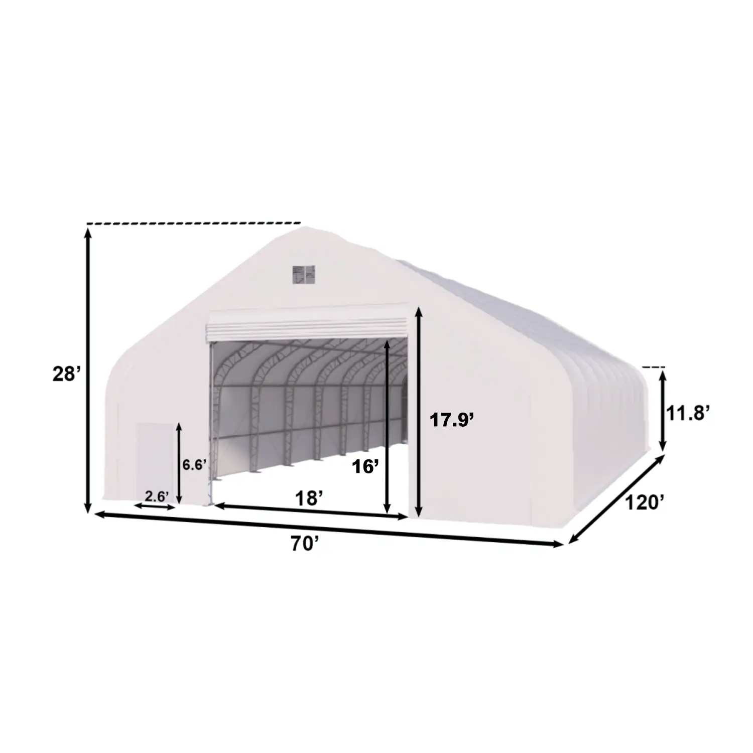 W70'xL120'xH28' Double Truss Storage Shelter by Chery Industrial