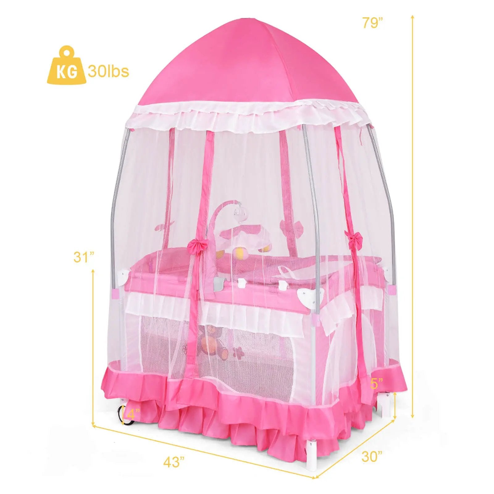 Portable Baby Playpen Crib Cradle with Carring Bag-Pink by DirectDeals