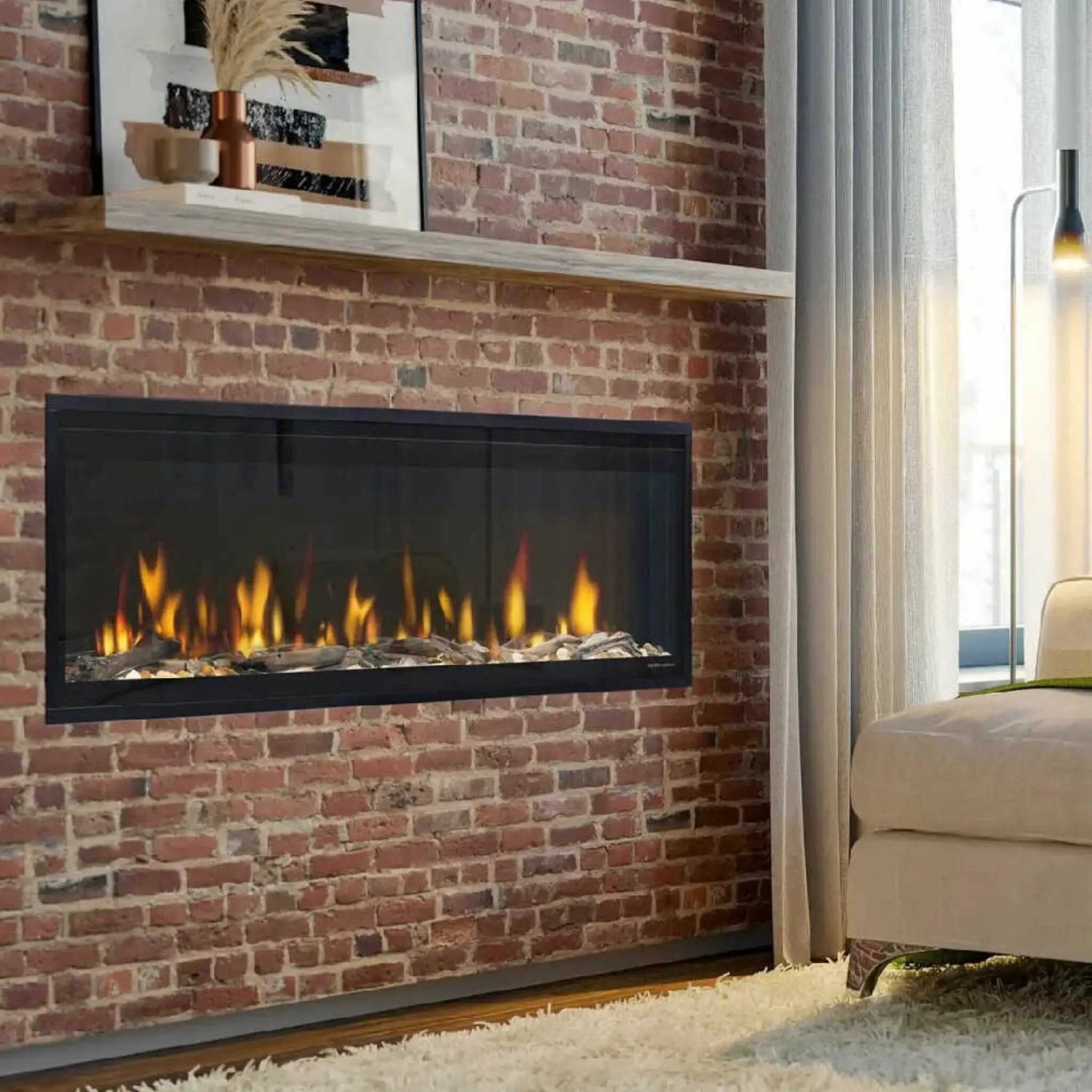 Dimplex Ignite Evolve Built-In Frosted Tumbled Glass Linear Electric Fireplace With Heat Boost System & Trim Kit (SAK59214) by SAKSBY WHOLESALE