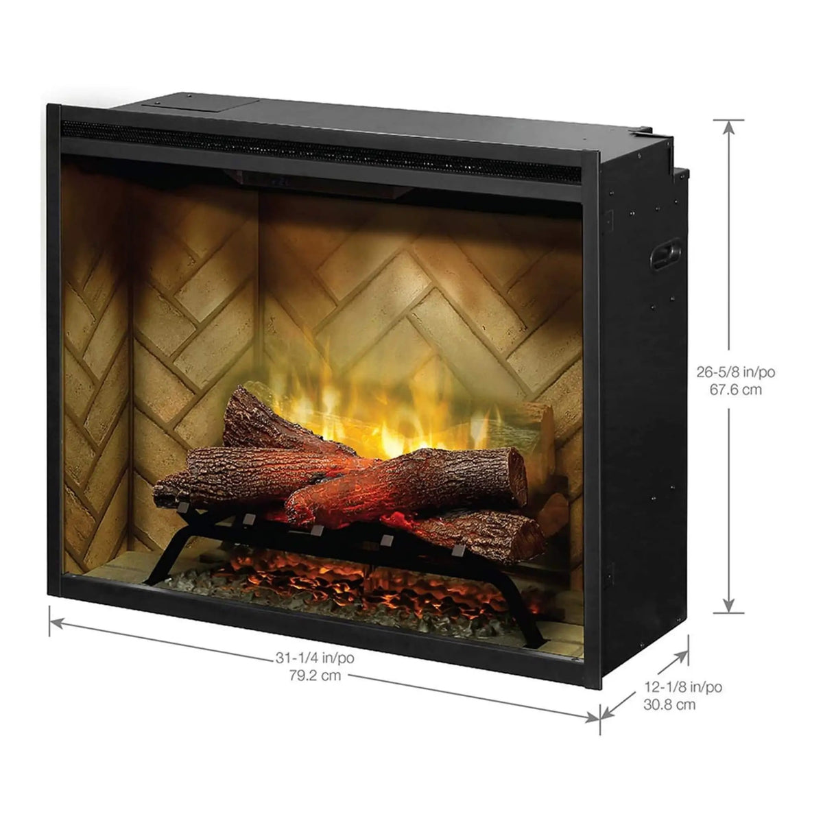 Dimplex Revillusion Herringbone Brick Built-In Electric Firebox With Front Glass [RBF30/36/42] (SAK12893) by SAKSBY WHOLESALE