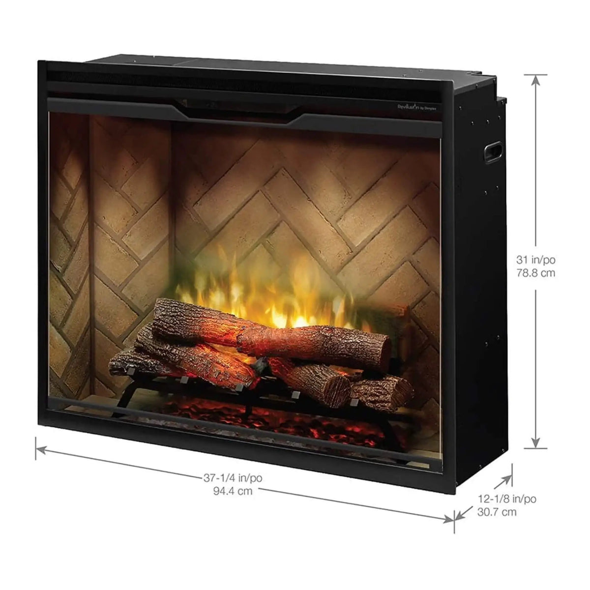 Dimplex Revillusion Herringbone Brick Built-In Electric Firebox With Front Glass [RBF30/36/42] (SAK12893) by SAKSBY WHOLESALE