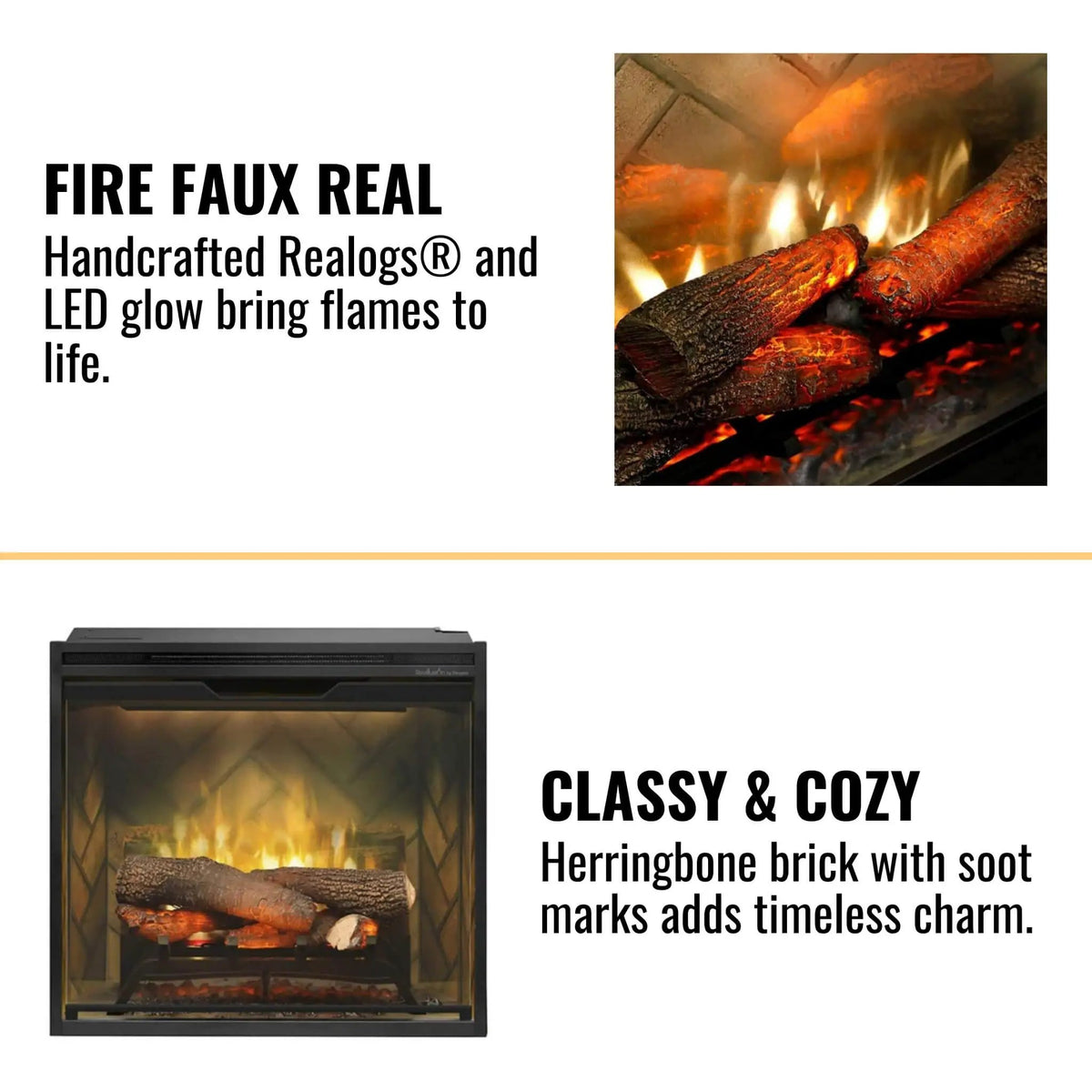 Dimplex Revillusion Herringbone Brick Built-In Electric Firebox With Front Glass [RBF30/36/42] (SAK12893) by SAKSBY WHOLESALE