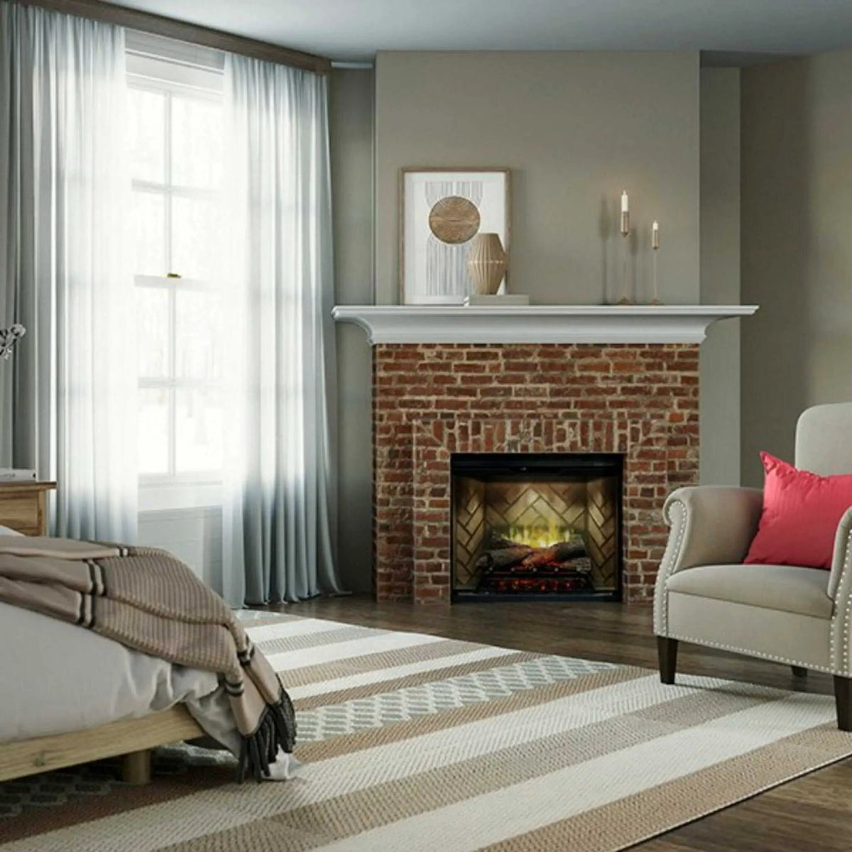 Dimplex Revillusion Herringbone Brick Built-In Electric Firebox With Front Glass [RBF30/36/42] (SAK12893) by SAKSBY WHOLESALE