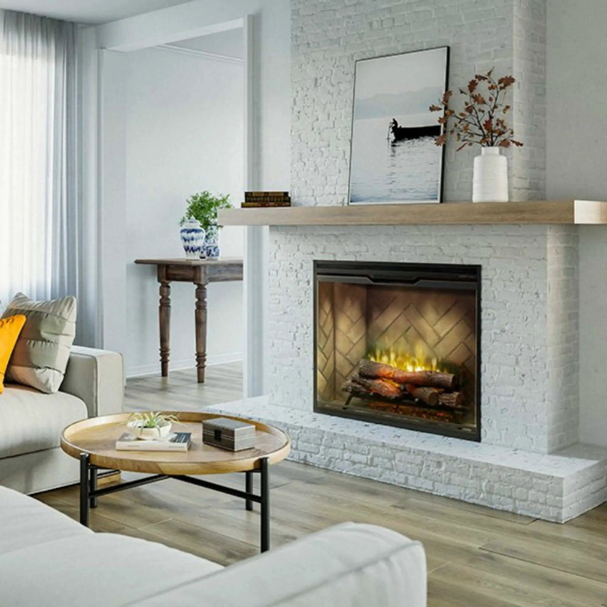 Dimplex Revillusion Herringbone Brick Built-In Electric Firebox With Front Glass [RBF30/36/42] (SAK12893) by SAKSBY WHOLESALE