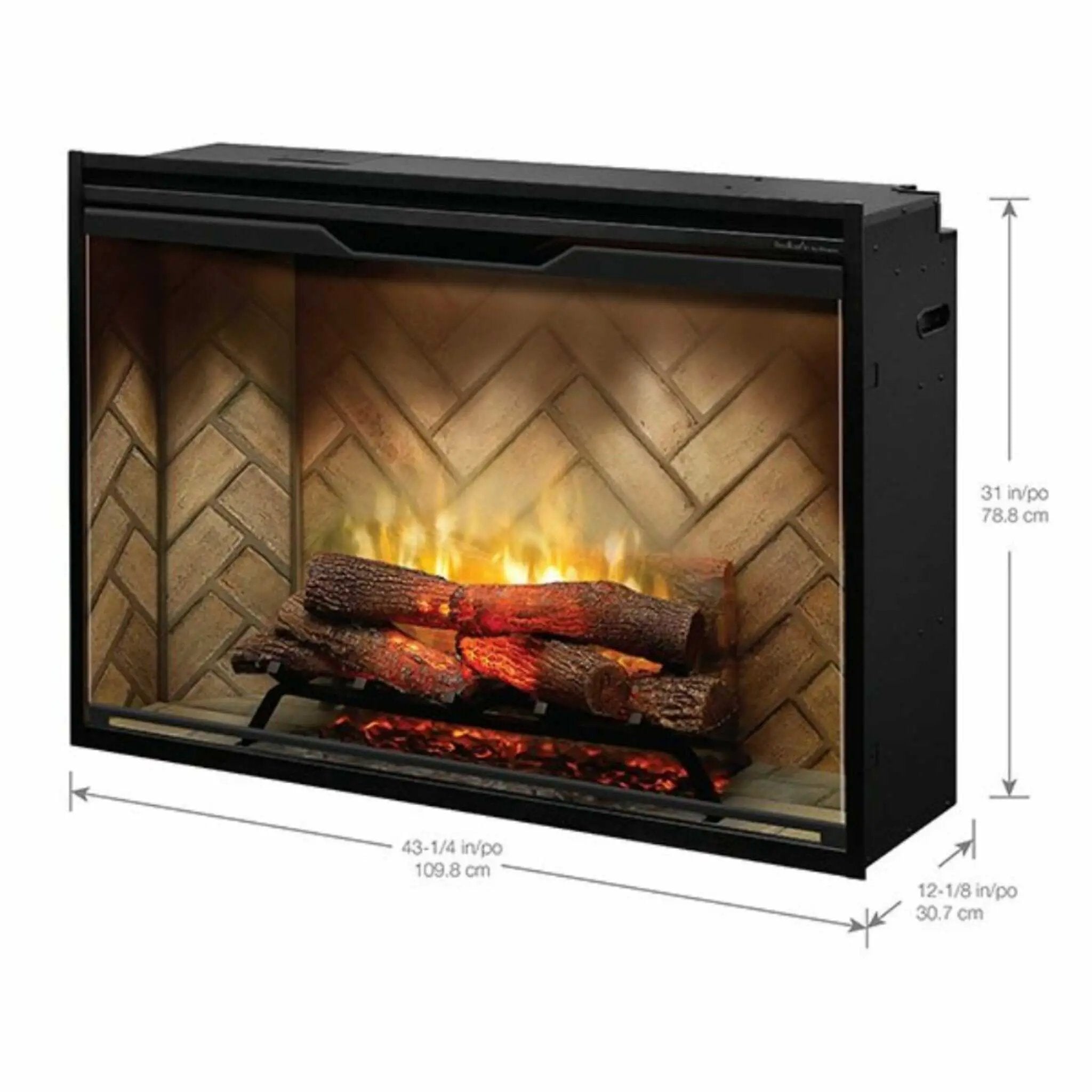 Dimplex Revillusion Herringbone Brick Built-In Electric Firebox With Front Glass [RBF30/36/42] (SAK12893) by SAKSBY WHOLESALE