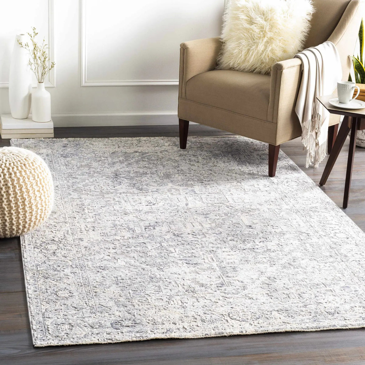 Dingwall Carved Statement Rug - Clearance, installed in a room