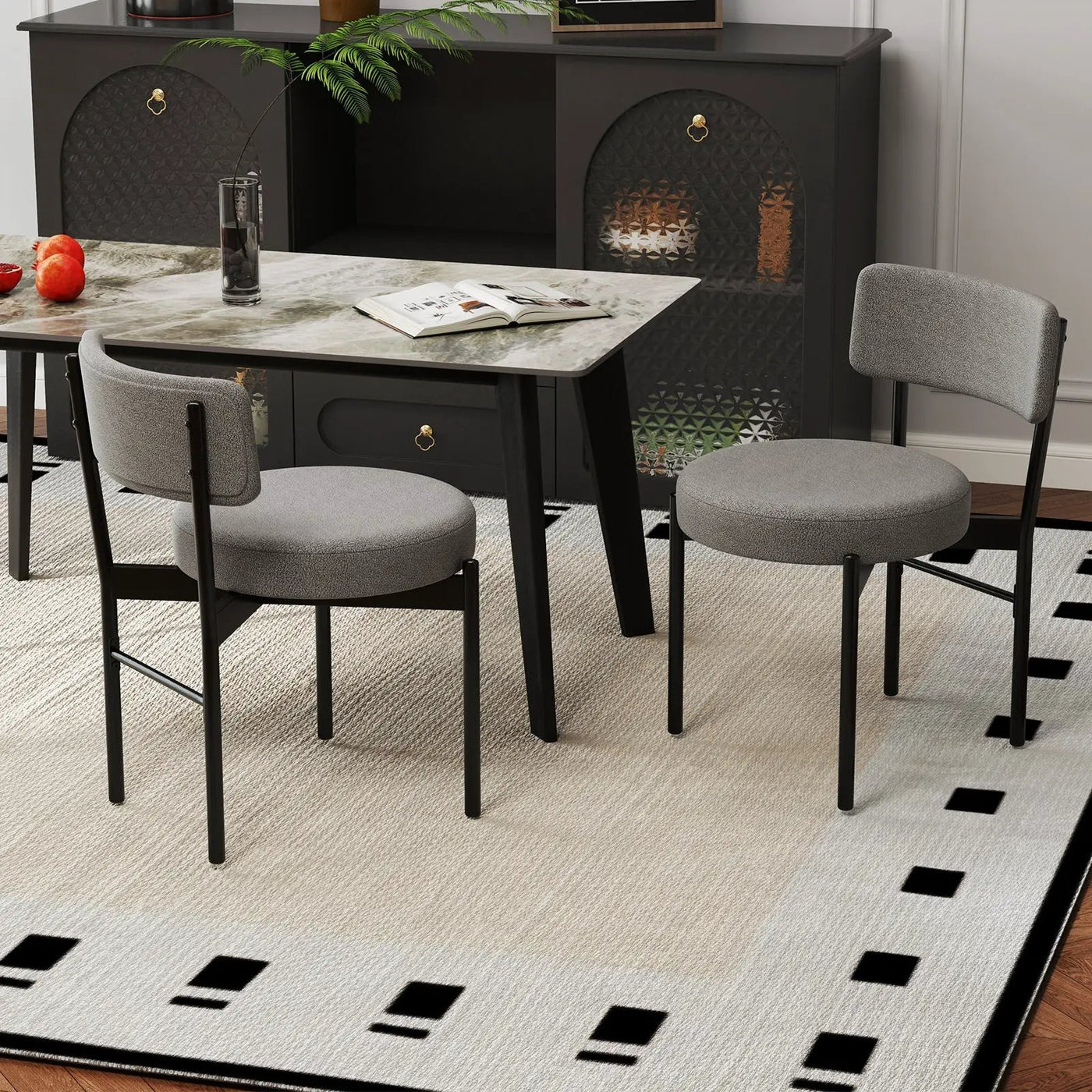 Dining Chair Set of 2 with Curved Backrest and Padded Seat by DirectDeals
