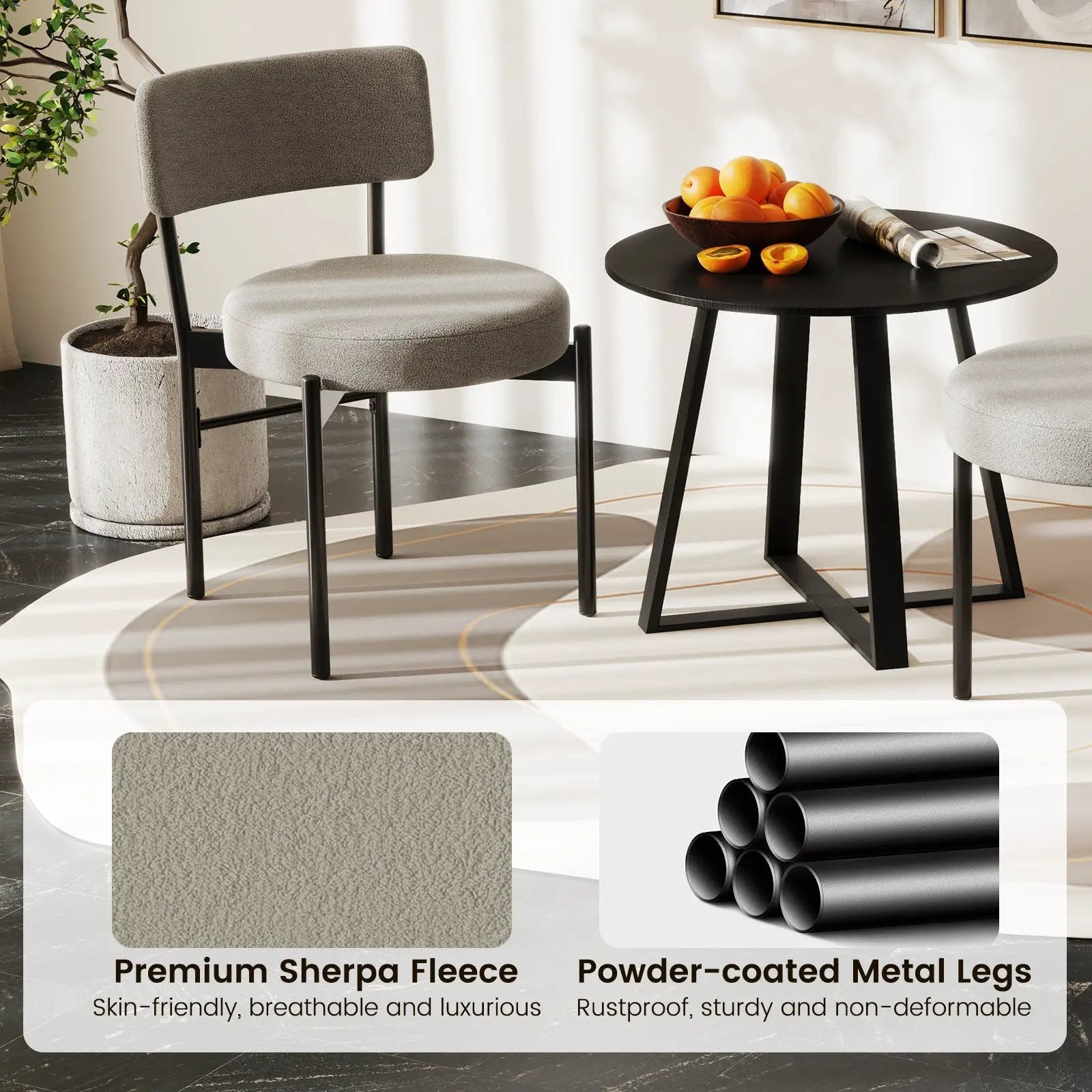 Dining Chair Set of 2 with Curved Backrest and Padded Seat by DirectDeals