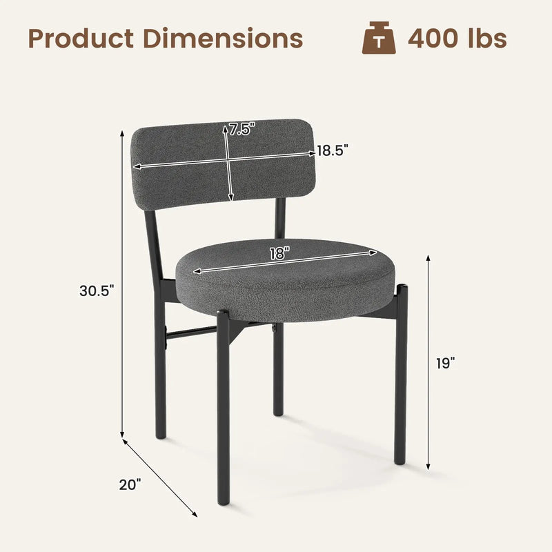 Dining Chair Set of 2 with Curved Backrest and Padded Seat by DirectDeals