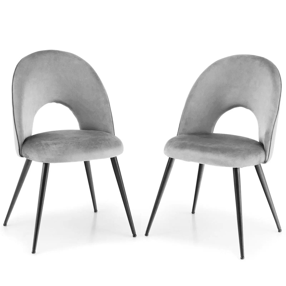 Dining Chair Set of 2 with Metal Base and Adjustable Pads by DirectDeals