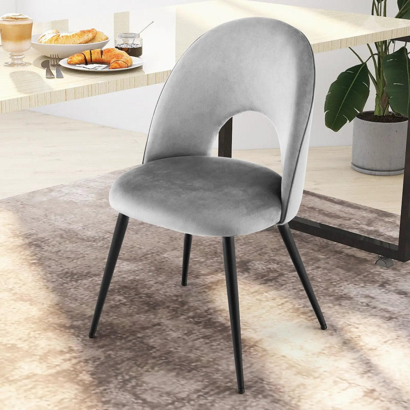 Dining Chair Set of 2 with Metal Base and Adjustable Pads by DirectDeals