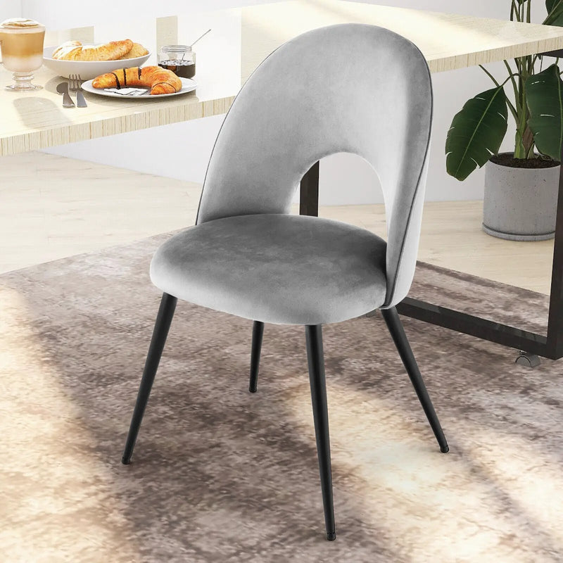 Dining Chair Set of 2 with Metal Base and Adjustable Pads by DirectDeals