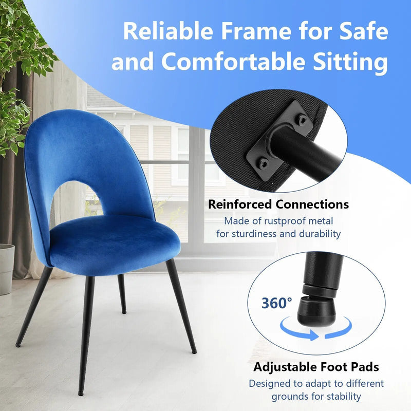 Dining Chair Set of 2 with Metal Base and Adjustable Pads by DirectDeals